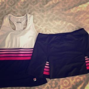 Fila Tennis Outfit Skirt and Tank Black Pink M